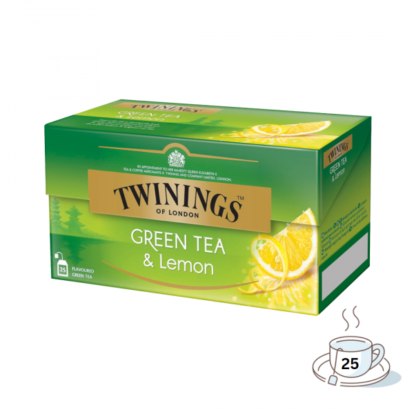 Twinings Green Tea & Lemon, Grüntee, 25 Teebeutel im Kuvert